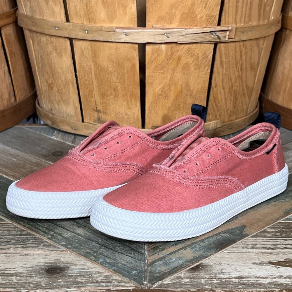 Sperry Crest Knot Washed Red Canvas Slip On Sneak… - image 3